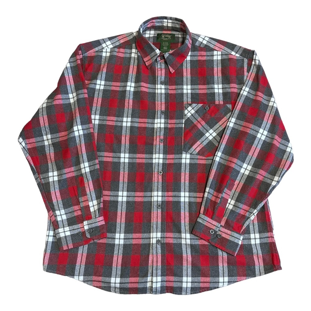 Stillwater Supply Co. Red and Gray Plaid Button Down Flannel Shirt Size XL